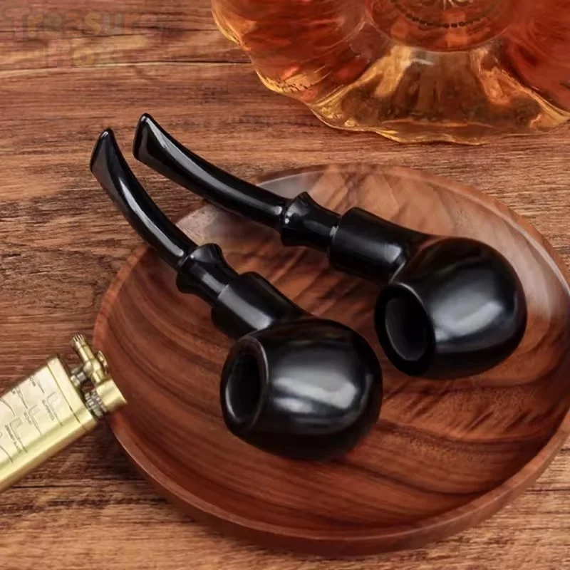 Natural Black Sandalwood Universal 9mm Flue Pipe Detachable Cleanable Structure Portable Handcrafted Wooden Pipe Male Ornament