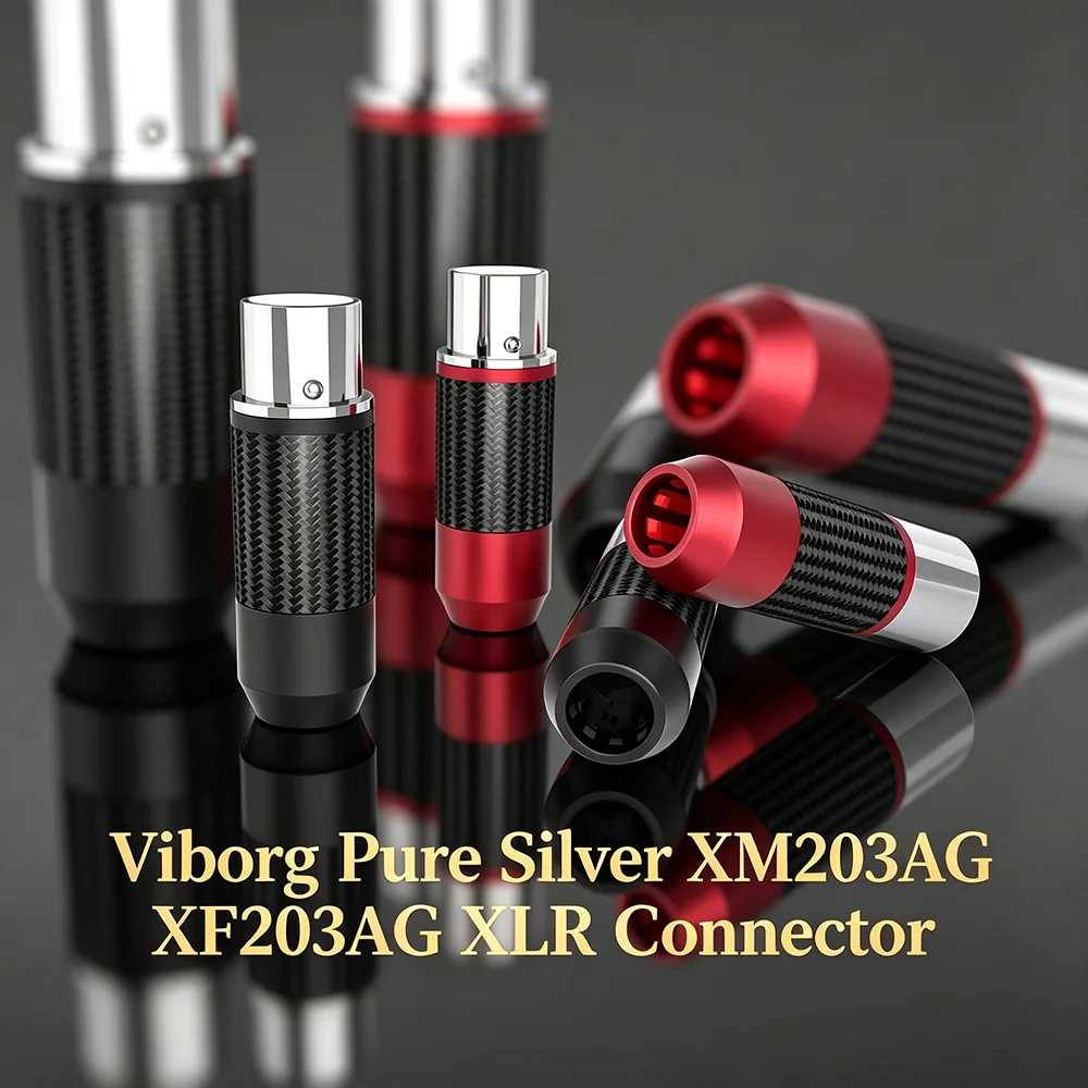 

Solid Pure Silver VIBORG XM203AG XF203AG XLR Plug Jack HIFI Audiophile Balanced MIC Cable Connecto