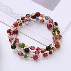 Candy Colored Tourmaline Bracelet For Women Handmade Beading Fine Jewelry Causal Hand Accessories And Necklace Sweet Girls Gifts