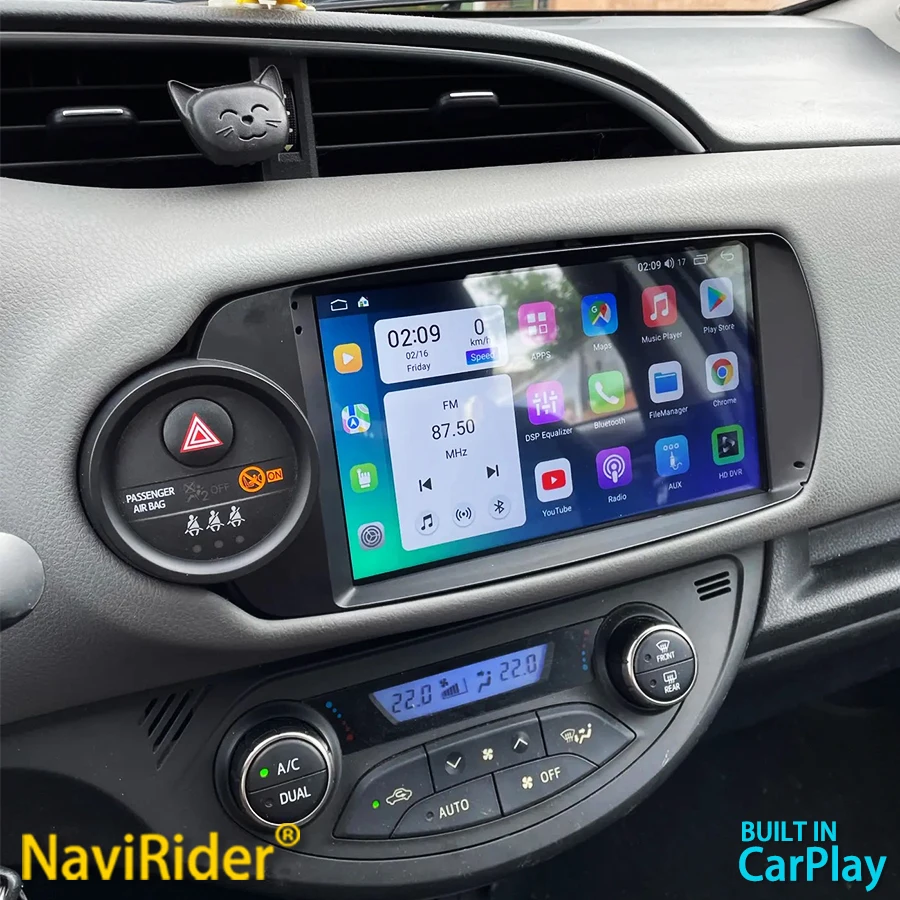 Wireless CarPlay Android 13 AI Voice Car Radio Stereo 8+128GB GPS Navigation For Toyota Yaris 2012-2017 Multimedia Video Player