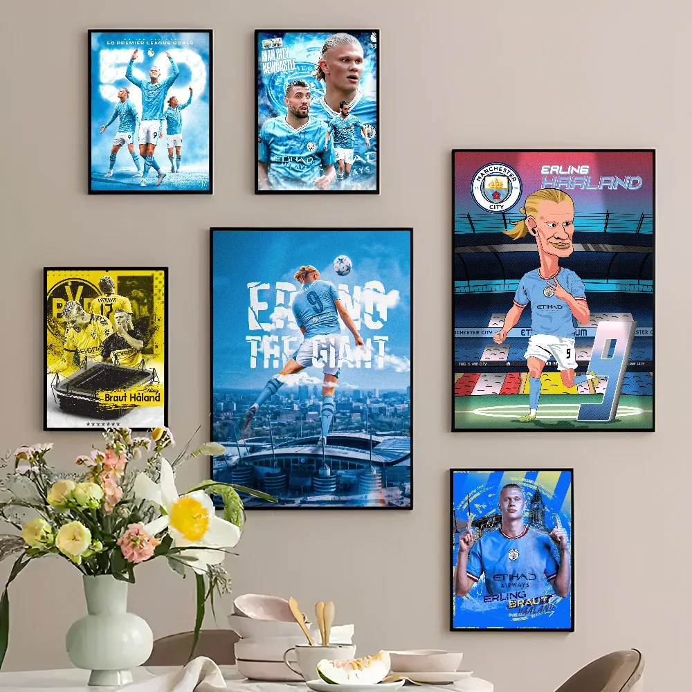 E-Erling B-Braut FootballStar H-Haaland Self-adhesive Art Poster Whitepaper Prints Posters Artwork Home Decor