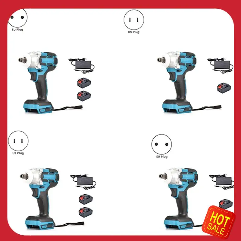 

520N.M Cordless Electric Impact Wrench Brushless Electric Wrench Hand Drill Socket Power Tool Easy To Use For 2Battery US Plug