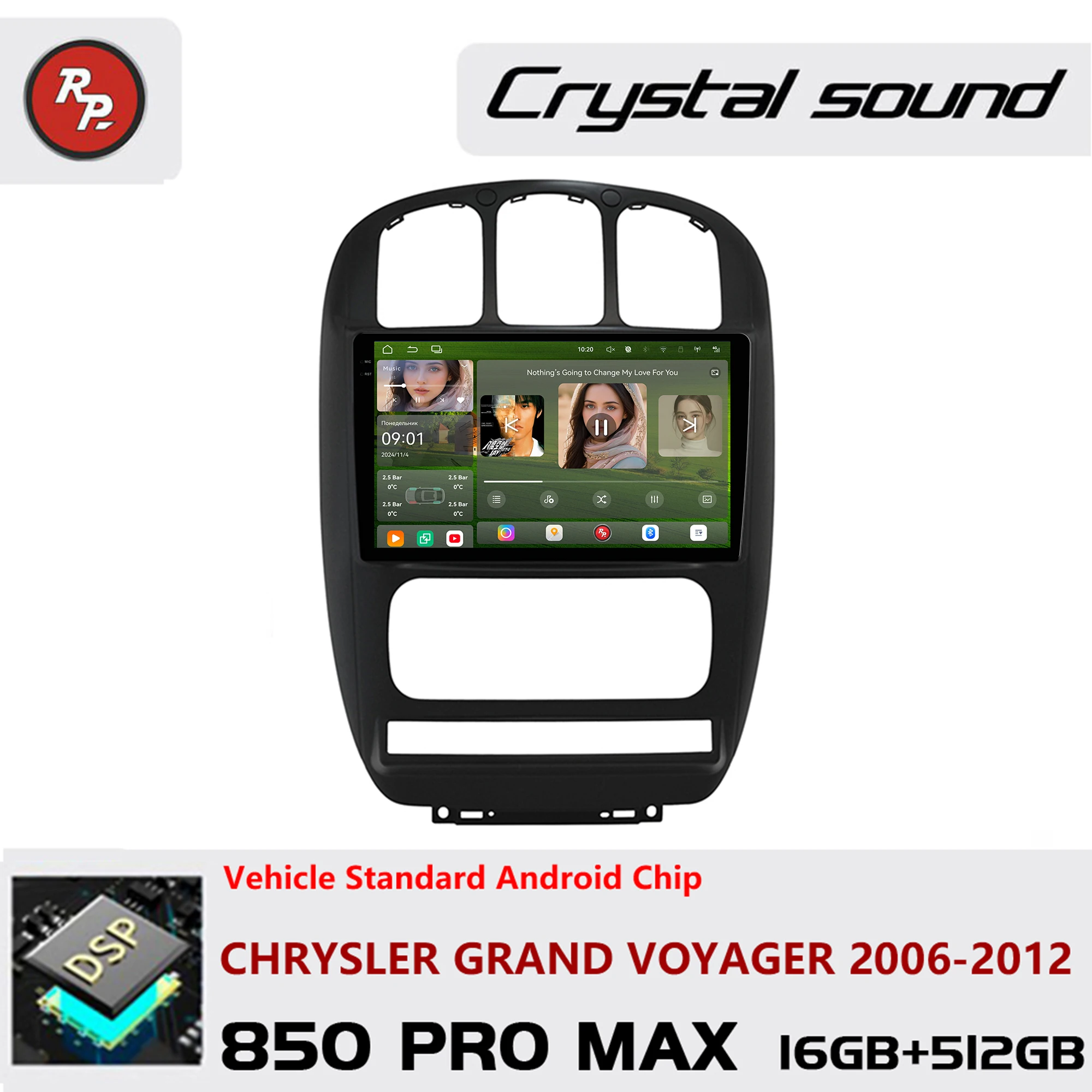 Redpower Crystal Sound 850 Pro Max  Android Car Radio Player Screen for CHRYSLER GRAND VOYAGER 2006-2012 CarPlay Bluetooth Hi-Fi
