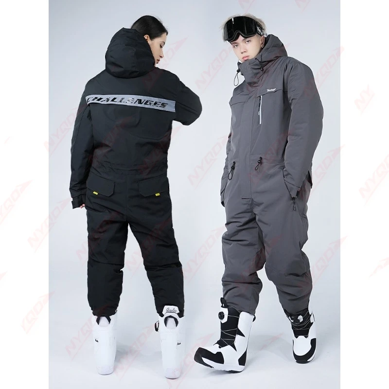 Ski Suit Cold-proof Men Women One-piece Outdoor Waterproof and Windproof Thickened Warm Integrated Cycling Fishing Suit Winter