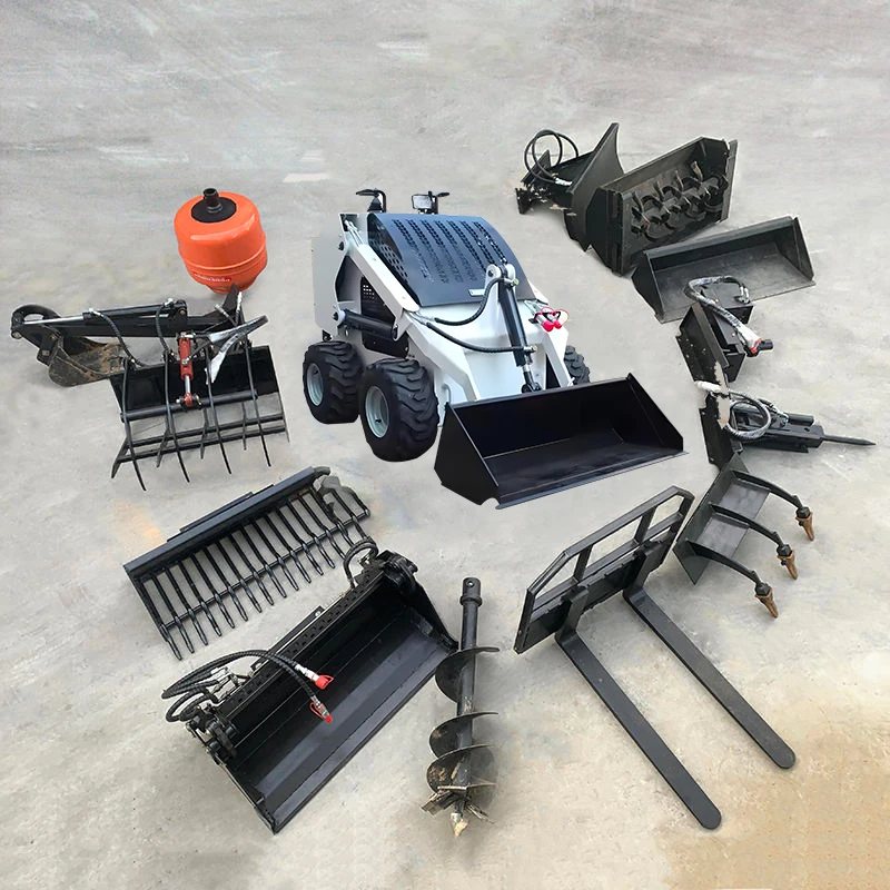 Mini Skid Steer Loader with Wheel Loader Engine Motor Pump Gearbox Hedge Trimmer for Garden Care