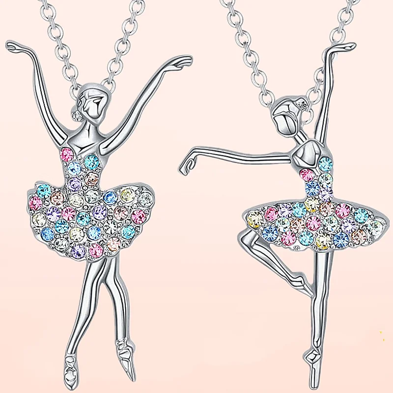 Fashion Women Creative Ballet Dancer Necklace Personality Necklace for Women Halloween Jewelry Birthday Party Anniversary Gift