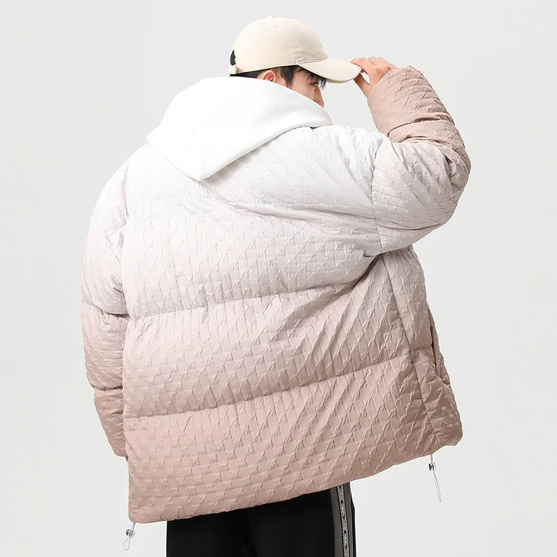 Осенне-зимняя мужская хлопковая парка, куртка, пальто в стиле хип-хоп, имитация двух, постепенно уплотненная теплая ветровка с капюшоном, куртка с хлопковой подкладкой