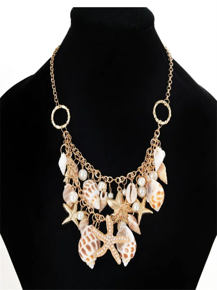 Moda praia estilo espumante estrela do mar colar