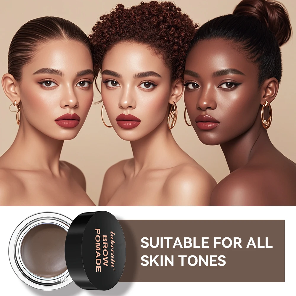 Lakerain pommade à sourcils imperméable à l'eau résistant à la sueur longue durée coloration naturelle Application douce pommade à sourcils à séchage rapide avec brosse