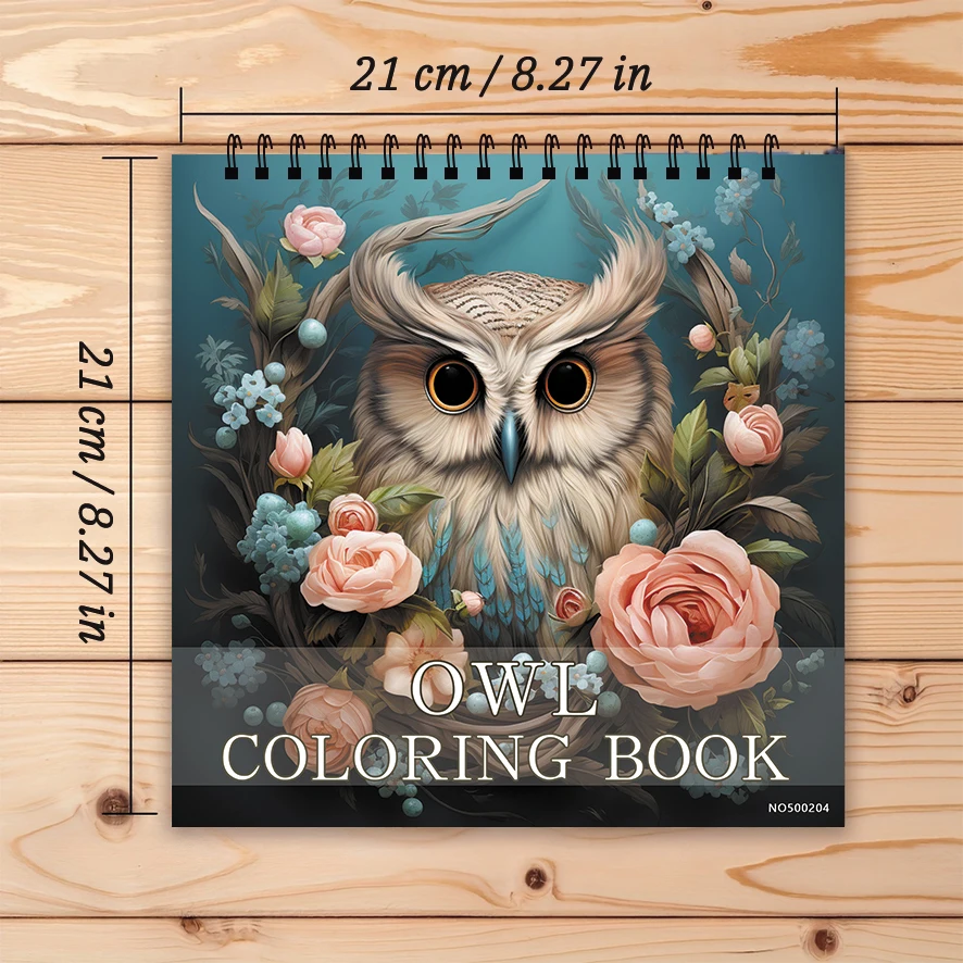 Owl Coloring Pages Book 8.27x8.27 inches 22 Sheets Relaxing Gift for Family