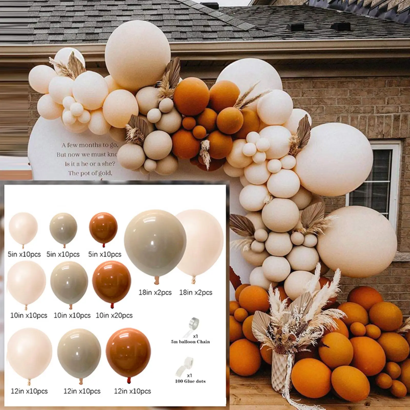 Balloon Garland Kit with 104 Latex Balloons in 5 10 12 Inch for Birthday Wedding Bridal Shower Party Arch Backdrop