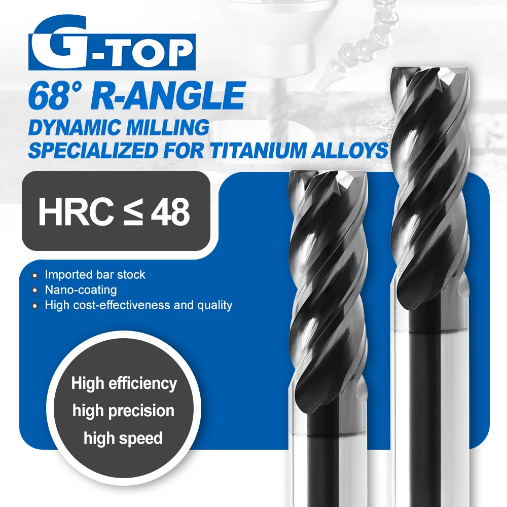 

G-TOP 4 флейты твердосплавные концевые фрезы с ЧПУ карбид вольфрама фреза для обработки металла алюминия нержавеющей стали 6 мм 8 мм
