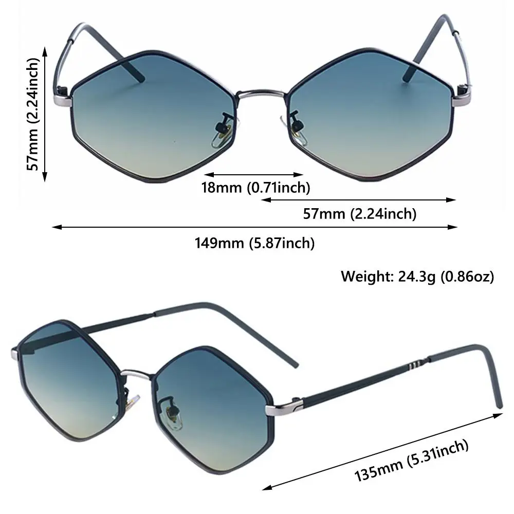 نظارات شمسية عصرية بإطار معدني سداسي حماية من الأشعة فوق البنفسجية 400 نظارات شمسية فاخرة غير منتظمة نظارات فاسق للنساء والرجال