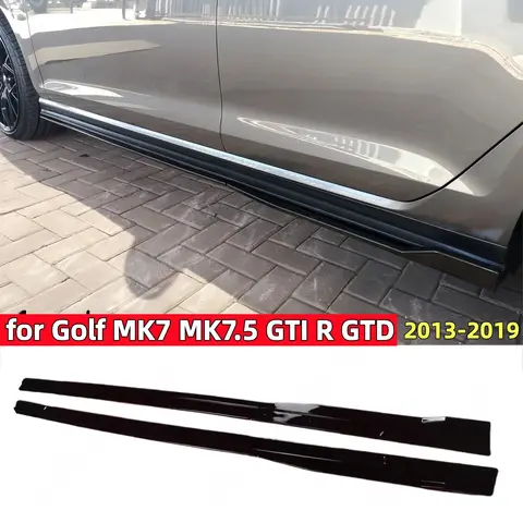 For VW Golf MK7 MK7.5 GTI GTD R 2013-2019 Gloss Black Side Skirts Extension Side Bumper Splitters Lip Diffuser Spoiler Bodykits