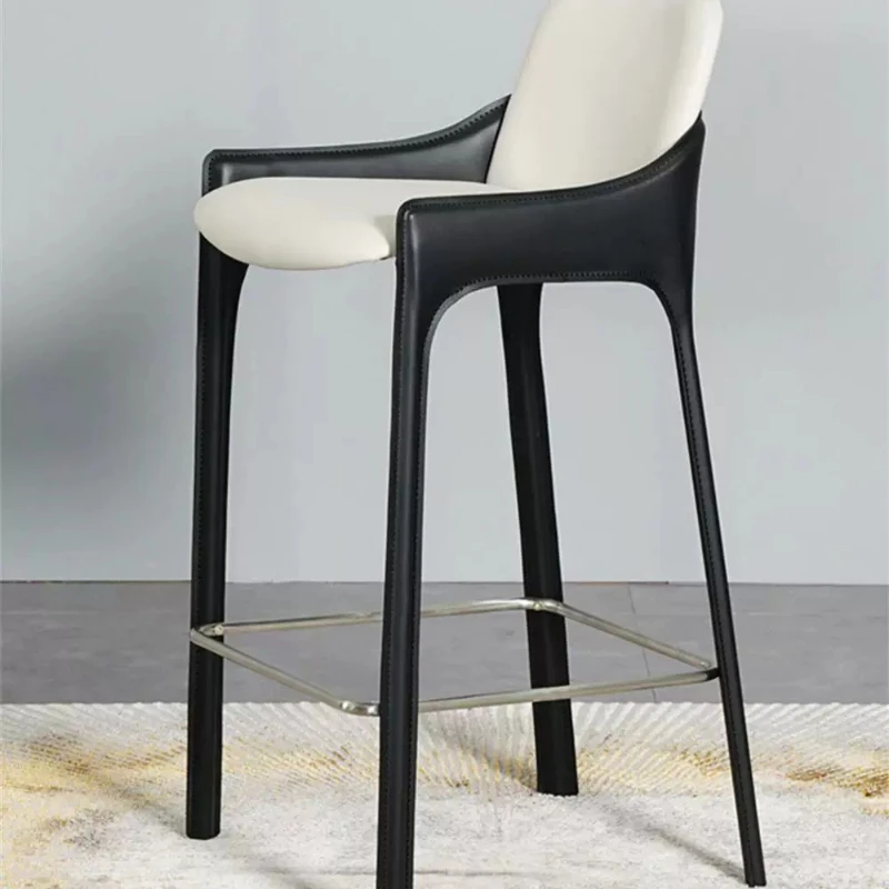 Metal With Backrest Outdoor Comforable Bar Chair Modern Wooden Minimalist Bar Chair Nordic Elegant Taburete Home Furniture
