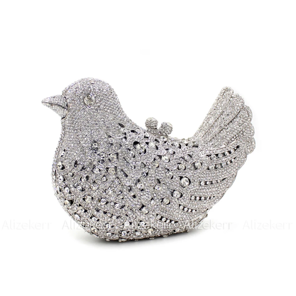 Alizekerr Pigeon Shaped Rhinestone Evening Clutch 8