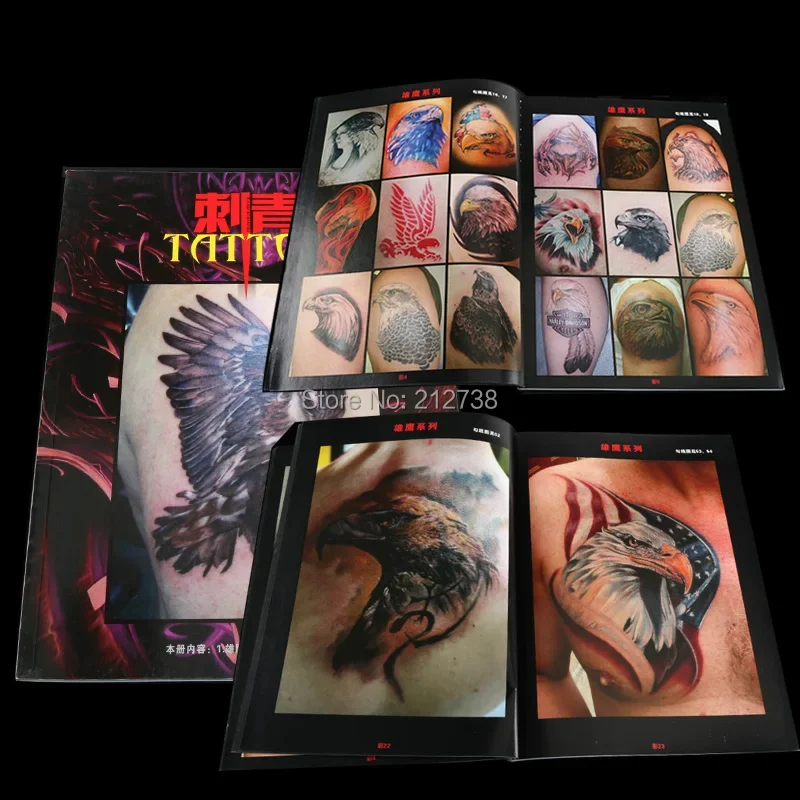 1pc A4 Size Tattoo Flash Book Sketch Outline Eagle HAWK Gongbi Painting Reference