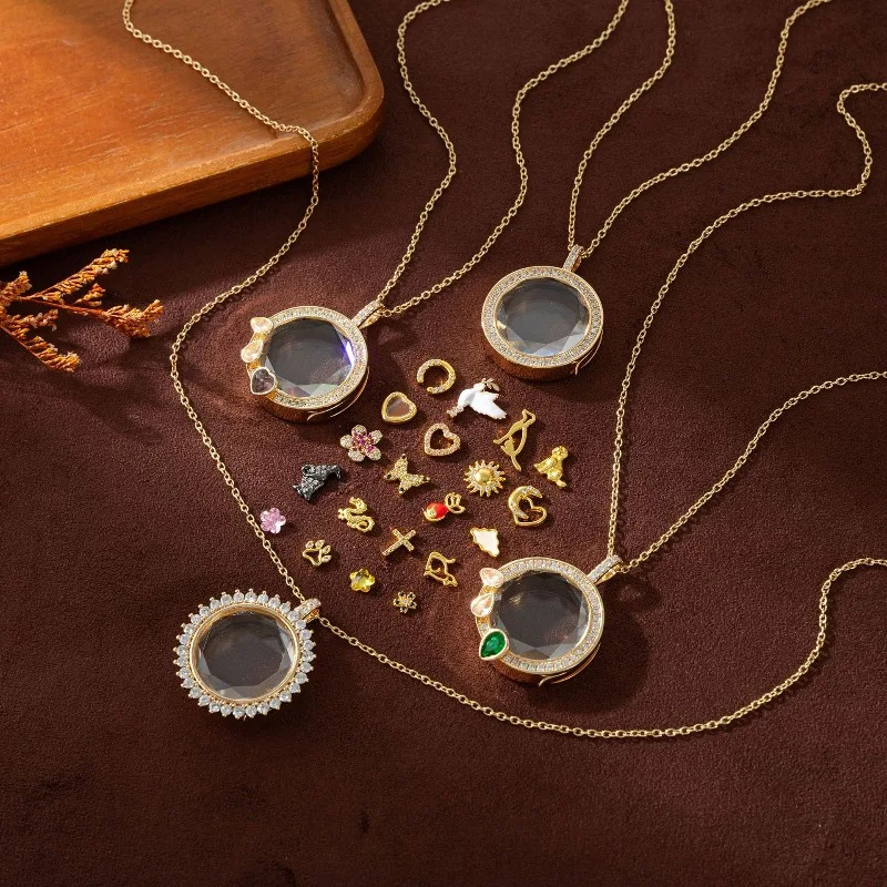 개인 맞춤형 박스 펜던트와 조절 가능한 목걸이, 투명 박스, 18k 금도금 보존, DIY 행운의 수호자 박스 여성용