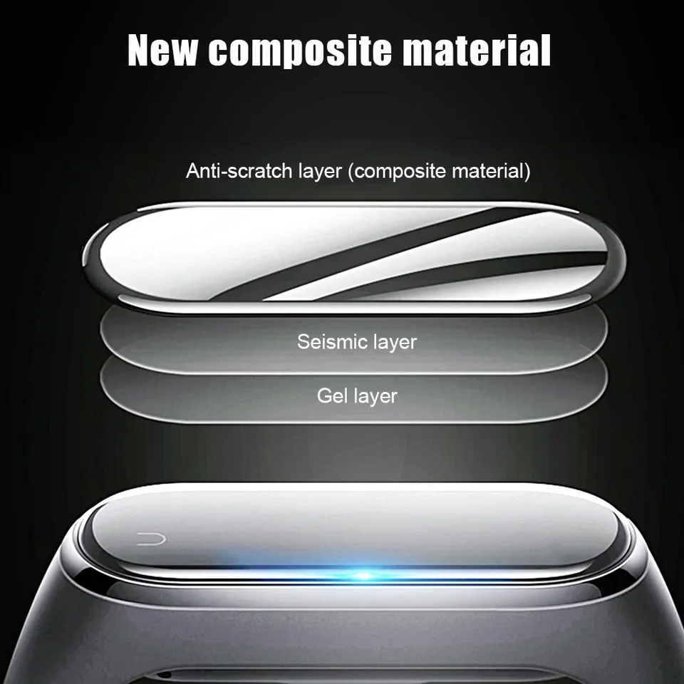 Screen Protector For Xiaomi mi band 7 6 5 film strap Mi band Smart Watch accessories Miband Soft shell Glass xiaomi band 8 4 3