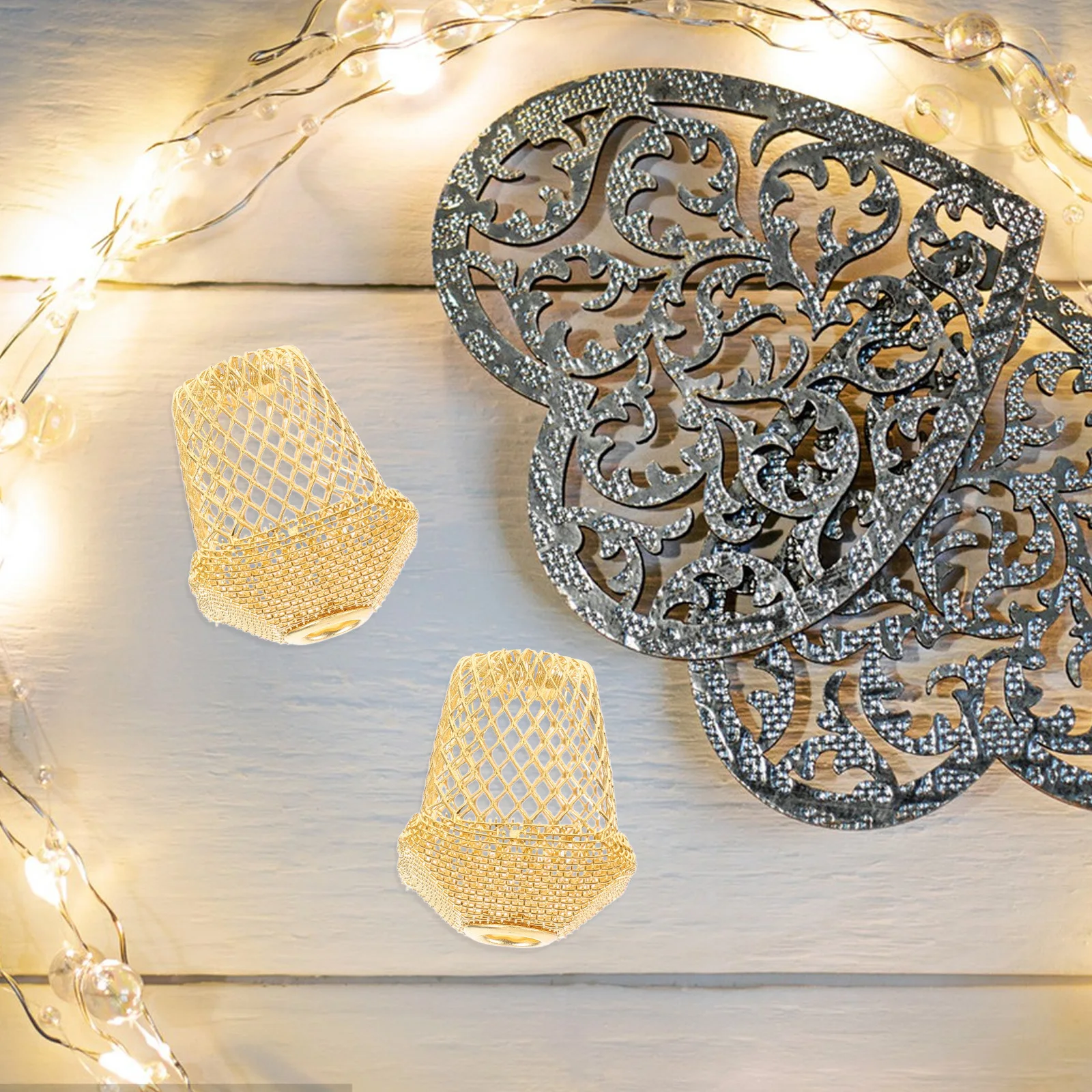

12pcs Mini Christmas Hanging Lampshade Iron Hollow Decorative Ornaments Festive Holiday Indoor Durable Handcrafted Unique Light