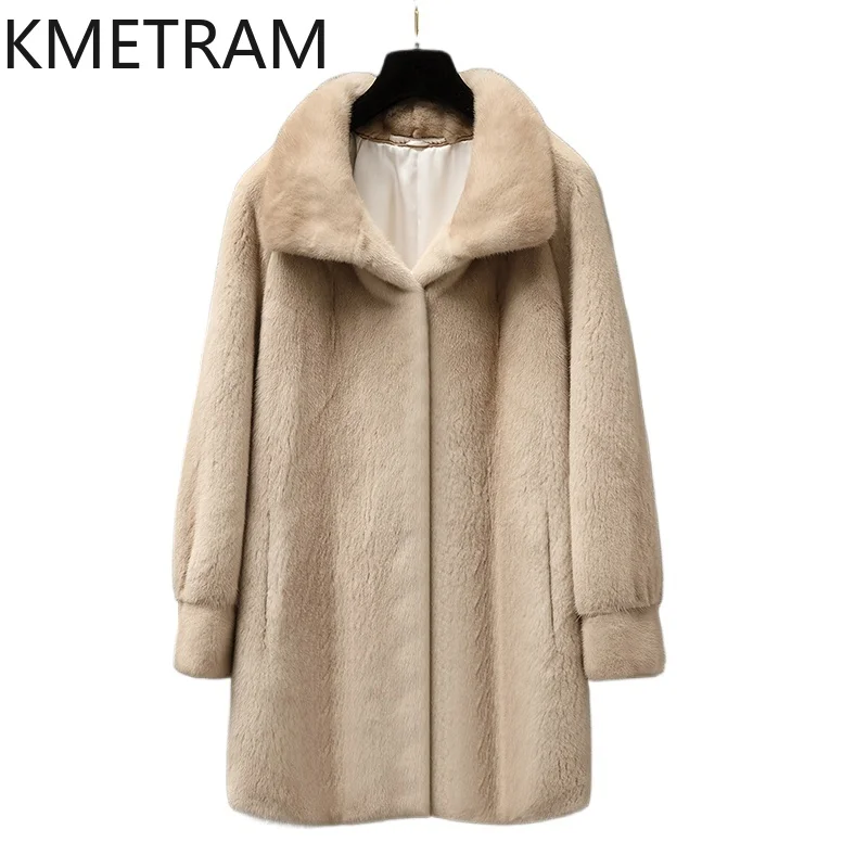 Real Fur Coat Women Winter Mid Length Mink Fur Jackets for Woman 2025 Fashion New in Outerwears Womans Clothing шуба женская