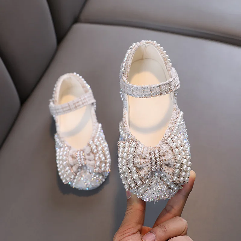Children Flat Sandals Kids Girls Sandals Fashion Sequins Rhinestone Bow Girls Princess Baby Girl Shoes