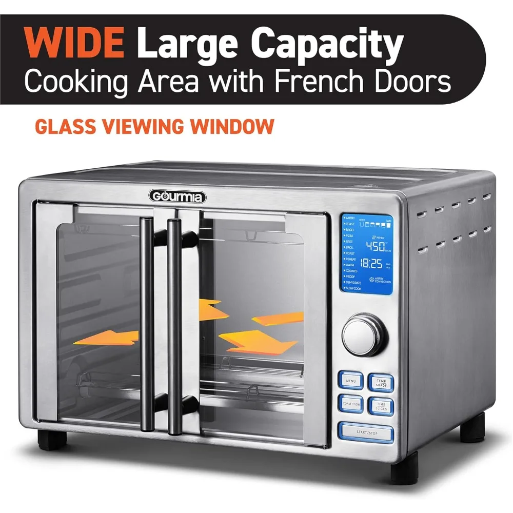 Air Fryer,26 QT Extra Large Air Fryer, Convection Toaster Oven with French Doors, Stainless Steel, Toaster Oven