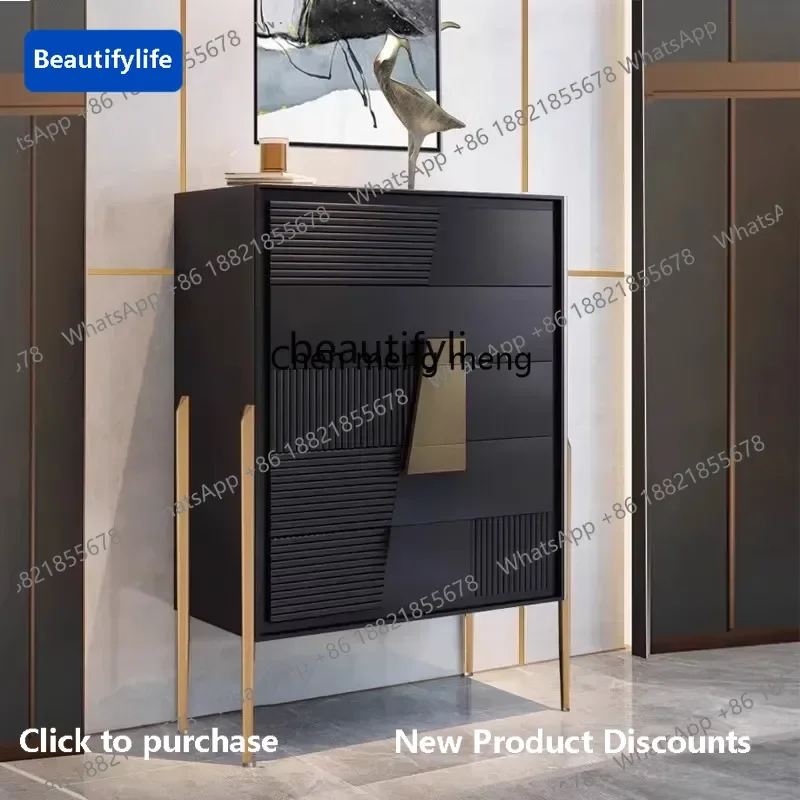 

183ff Italian light luxury chest of drawers high-end living room solid wood locker bedroom minimalist drawer cabinet