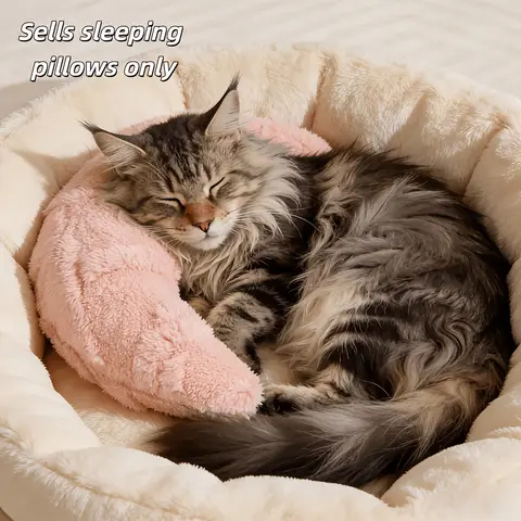 Cat Moon Shaped Pillow, Super Soft Plush Half Donut Pillow, Pet Toy, Cat Sleeping Pillow, Dog Universal Mat, Pet Supplies