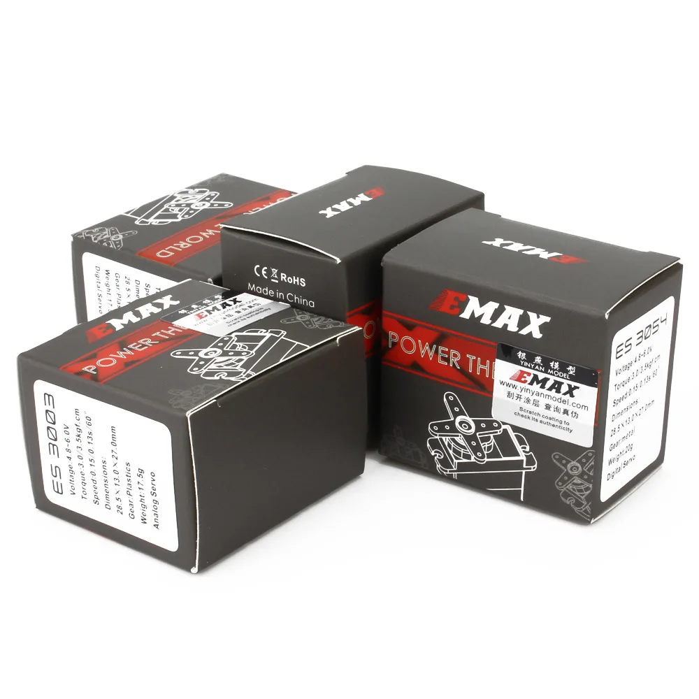 Serwo EMAX ES3004 17g 3.5KG Analogowe Serwo z Metalowymi Przekładniami do Samochodów RC, Samolotów Stałopłatowych, Helikopterów, Statków, Robotów, Dronów Wyścigowych