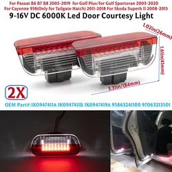 2pcs 6000K Xenon LED Door Panel Courtesy Warn Light Led Door Panel Light For Passat B6 B7 B8 CC 1K0947411B 1K0947411A 1K0947419A