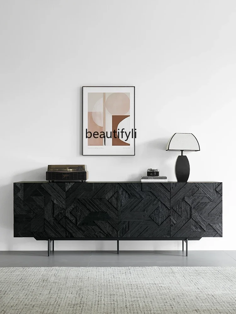 

B7304 ss Nordic Retro Solid Wood Sideboard Modern Living Room Hallway Hallway Storage Cabinet against the Wall