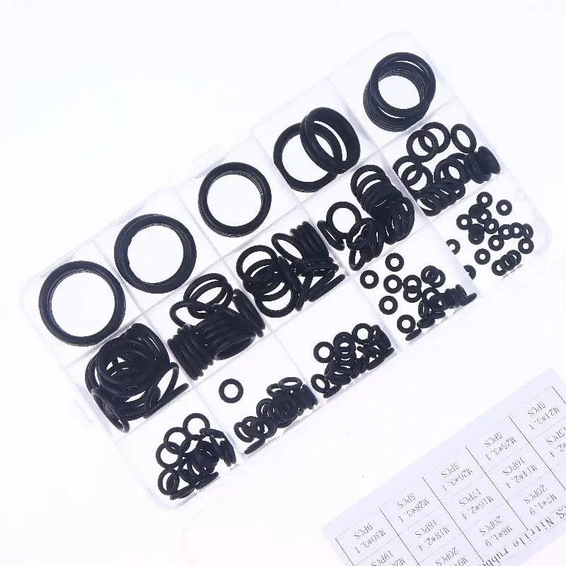 175/200Pcs Black Sealing Elastic Band Rubber O Ring Set Gaskets Seal Nitrile Rubber Bands High Pressure O-Rings Hardware