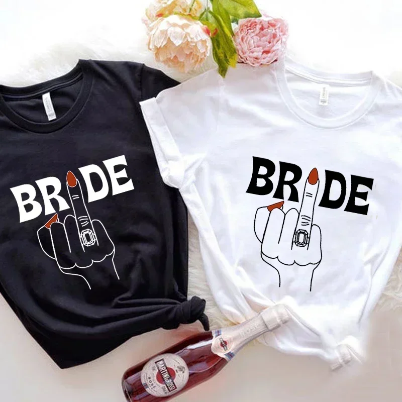 Fashion Clothes Women Bride Tribe Bridesmaids Bachelorette Vintage T-shirts Bride Tees Trend Short Sleeve Lady Female Shirt Tee