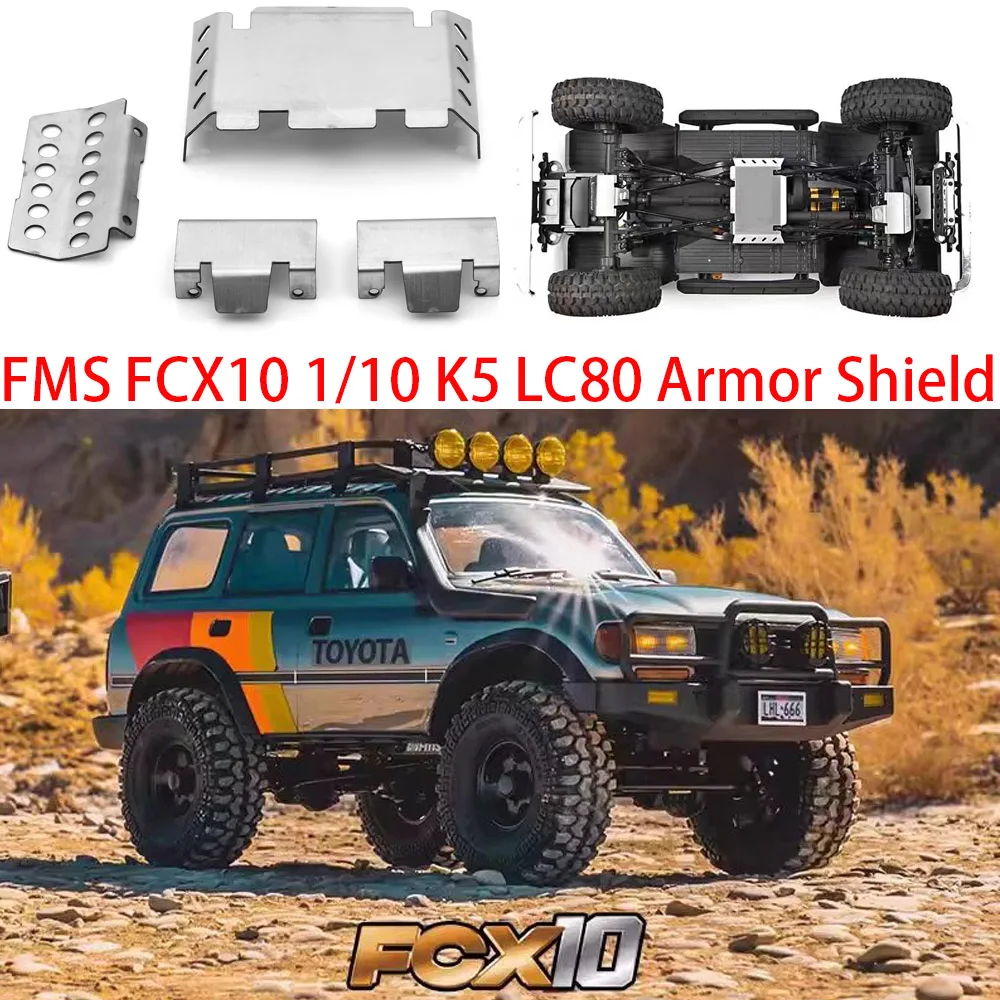 Le FMS FCX10 1/10 K5 est adapté au modèle Toyota Land Cruiser LC80, il s'agit d'une plaque de blindage en métal 304 pour châssis, qui ne risque pas d'être endommagée.