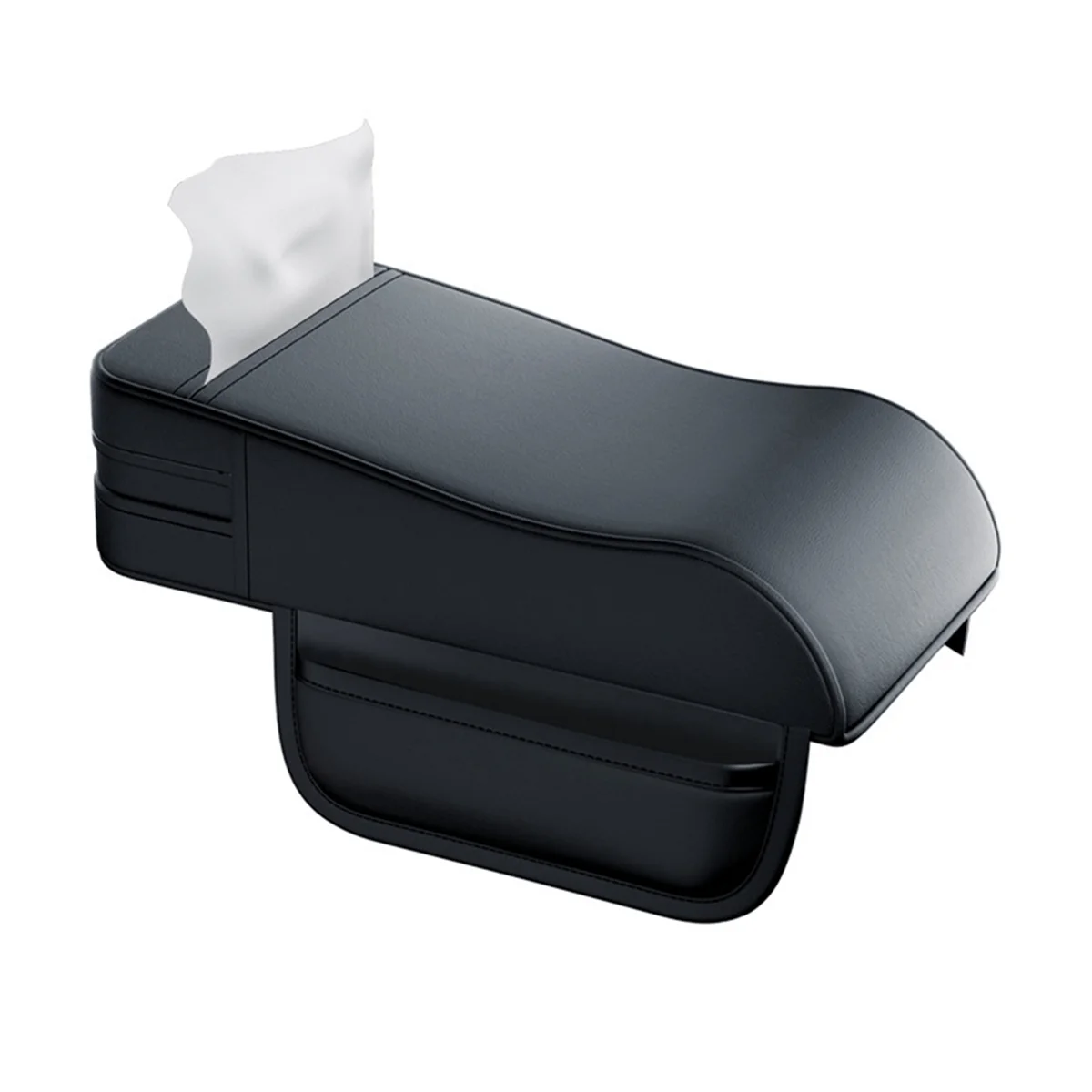 Car Armrest Box Height Pad Universal Central Elbow Rest Support Leather Auto Armrest Cover with Tissue Holder