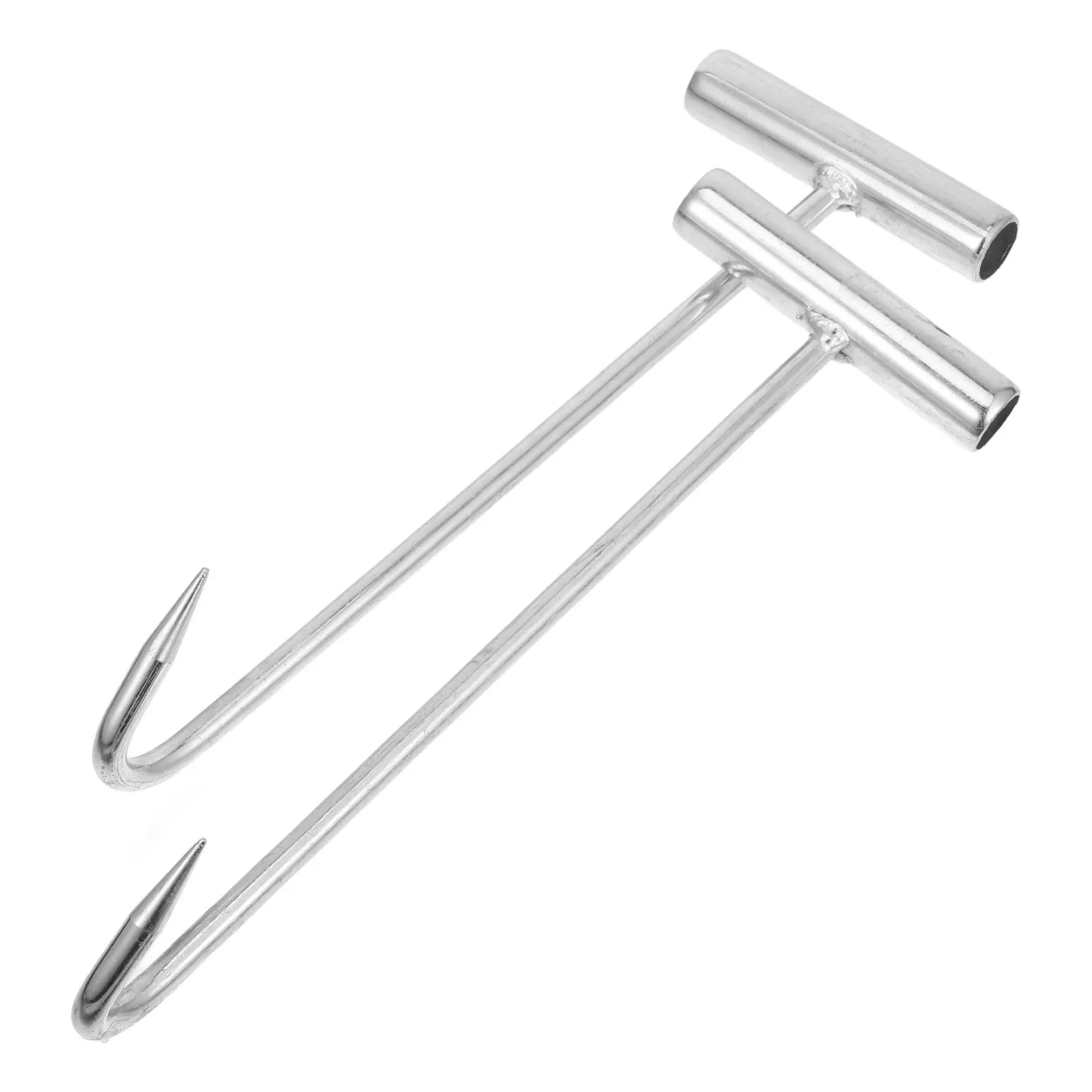 2pcs T-Shaped Manhole Stainless Steel Heavy Duty Manhole Cover Lifting Tool Galvanized Pull Hook For Door Lid Lifting S Hook