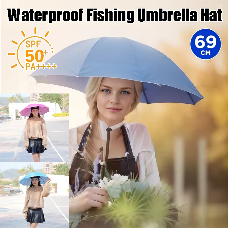 

2-in-1 Rainproof Fishing Umbrella Hat Double-Layer for Outdoor Tea Plucking Angling Sun Rain Headgear Quick Dry