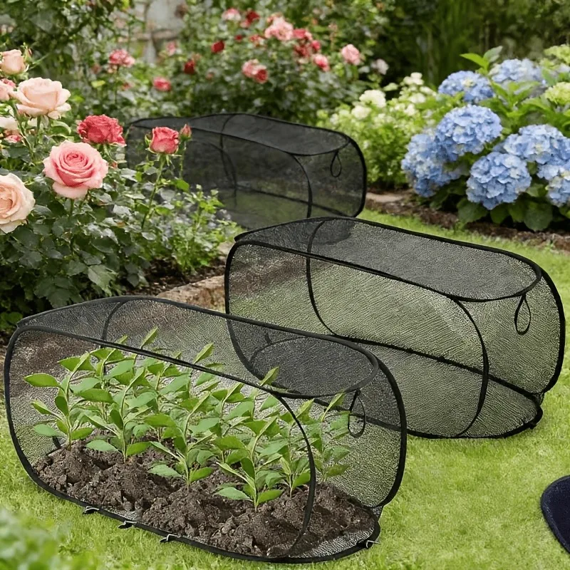 1 Set Foldable Plant Protection Cover, Equipped with 8 Ground Nails, to Protect Plants from Animal Insect Damage.