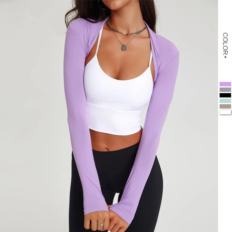 Women Running Sport Cardigan Slim Long Sleeves Thumb Hole Yoga Shirts Quick Dry Gym Tops Solid Elastic Fitness Shawl Coat Female