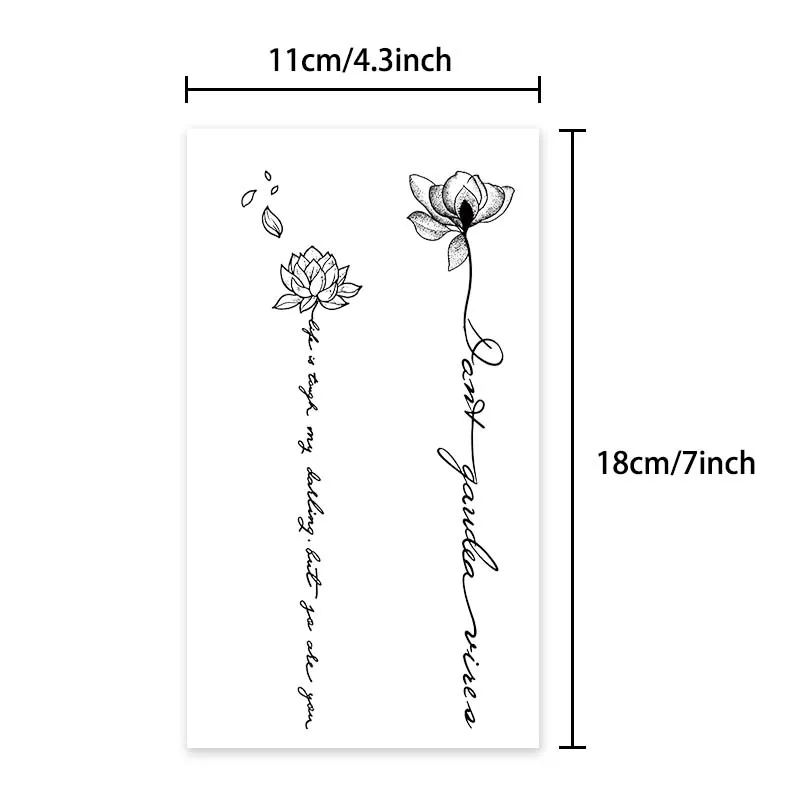 Fresh floral design, lasting 1-2 weeks waterproof, temporary tattoo stickers, realistic semi-permanent fake tattoos on the chest