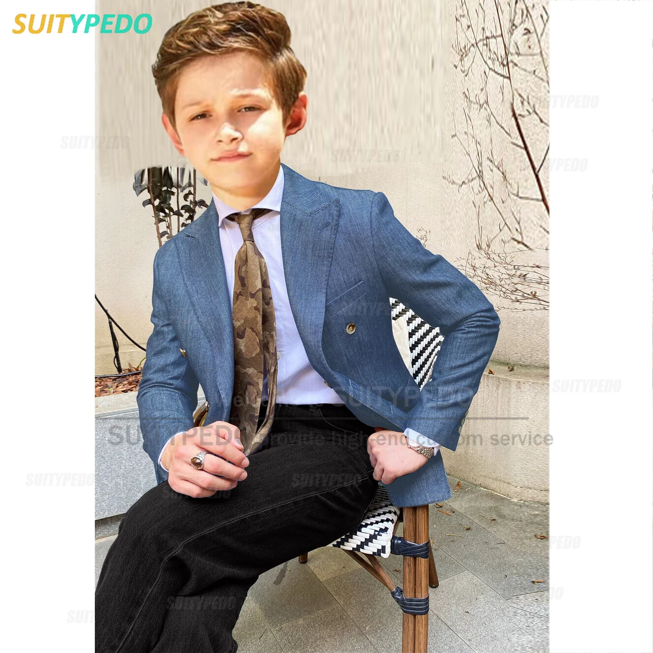 Classic Denim Suit Sets For Boys Kid Daily Casual Activities Outfits School Party Custom Children Fashion Blazer Pants 2 Pieces