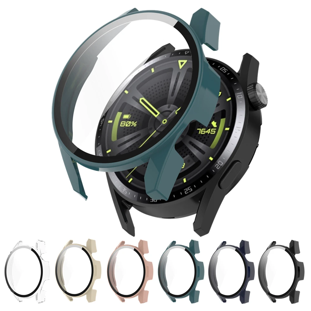 Funda protectora de pantalla completa para Huawei Watch GT 3, funda protectora de 42mm y 46mm con cubierta de vidrio templado para Huawei Watch GT3