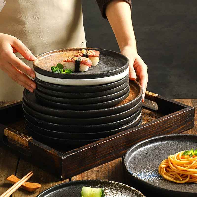 Steak plate home ceramic western food Italian plate Japanese sushi plate breakfast dessert  creative pizza