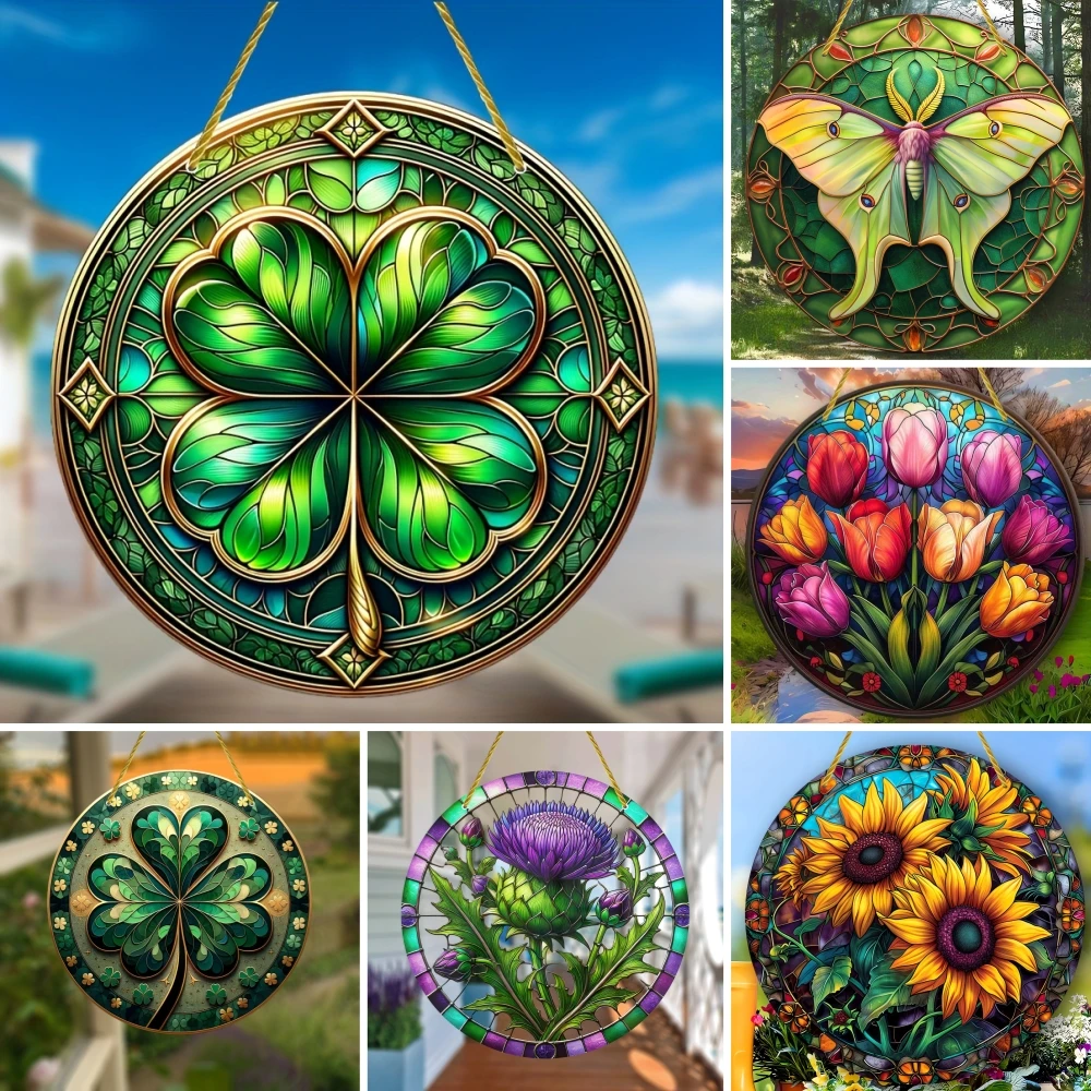 Shamrock-Sonnen fänger, Geschenk zum Patrick's Day, glückliches Münz schild, keltisches Knoten zeichen, gebeiztes Acryl fenster dekor im 3D-Stil