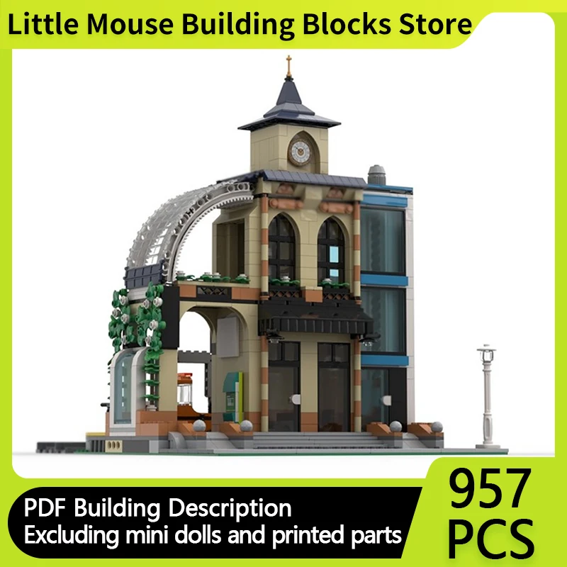 

City Street View Model MOC Building Bricks Central Station Modular Technology Gifts Holiday Assemble Children Toys Suit
