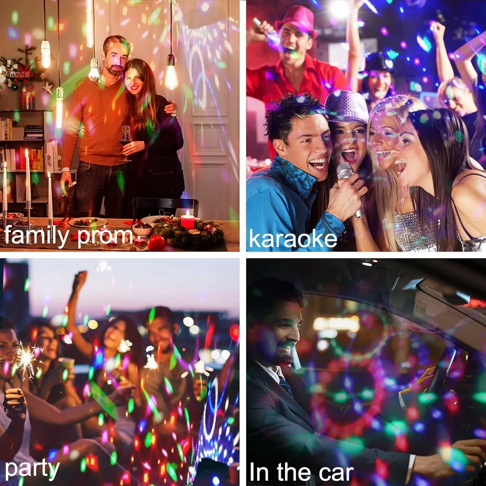 Led Stage Disco Light Rotating Dj Ball Strobe Remote Sound Control Magic Dance Car Rgb Christmas Gift Party Club Laser Show Lamp