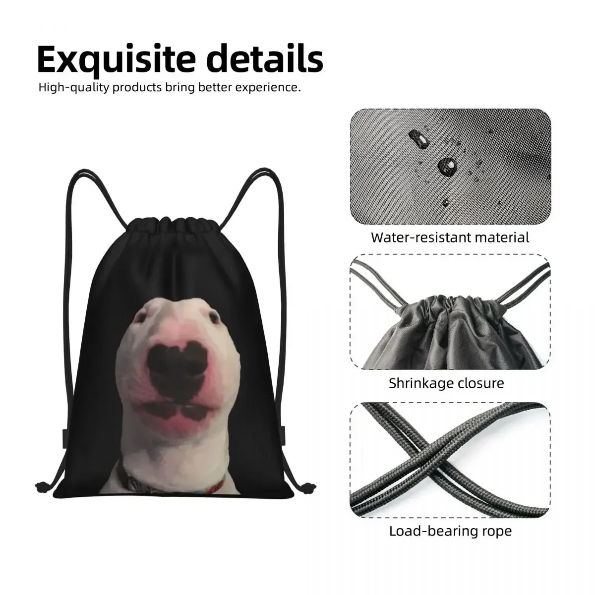 Custom Bull Terrier Dog Funny Meme Drawstring Bags Men Women Lightweight Sports Gym Storage Backpack