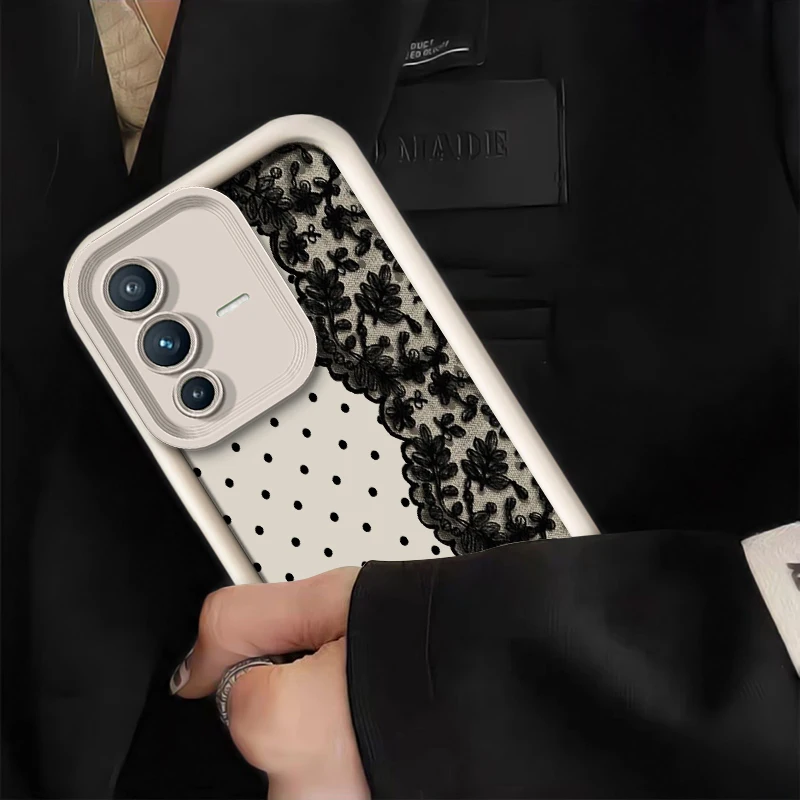 Soft Shockproof Phone Case For Vivo V70 FE V60 Lite V50 V40 Pro V30 SE V27 V25 V23E V20 Pro V30E V29E Lace Pattern Silicon Cover view 3