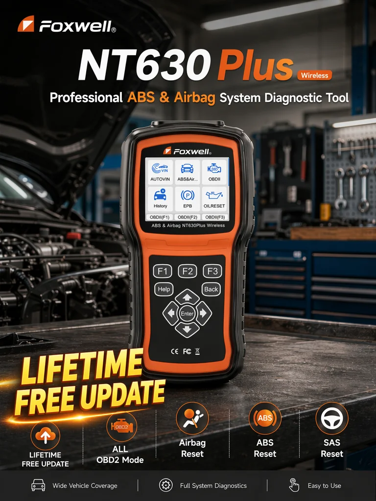FOXWELL NT.630Plus OBD2-Scanner mit Aktivtest, SRS, ABS, Entlüftung, Airbag-Reset, SAS, Öl- und EPB-Reset, OBD2-Kfz-Diagnosetool